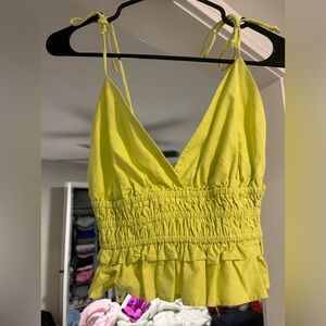 sim & sam green ruffled summer top